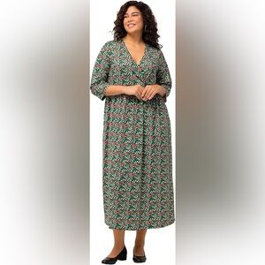 Ulla Popken Rainbow Dot Empire A-Line Pocket Dress - Size 14/16